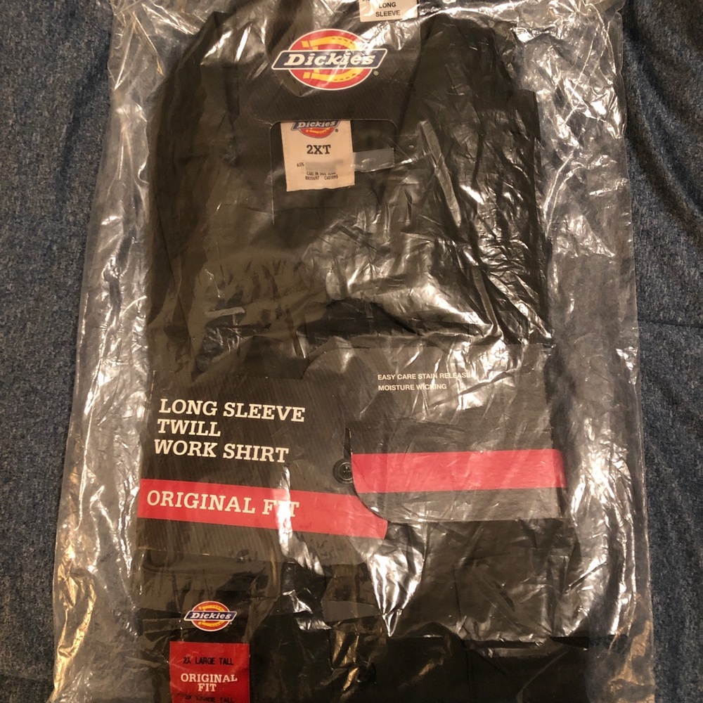 Dickies Black Long Sleeve Twill Work Shirt 2XL Tall Original Fit